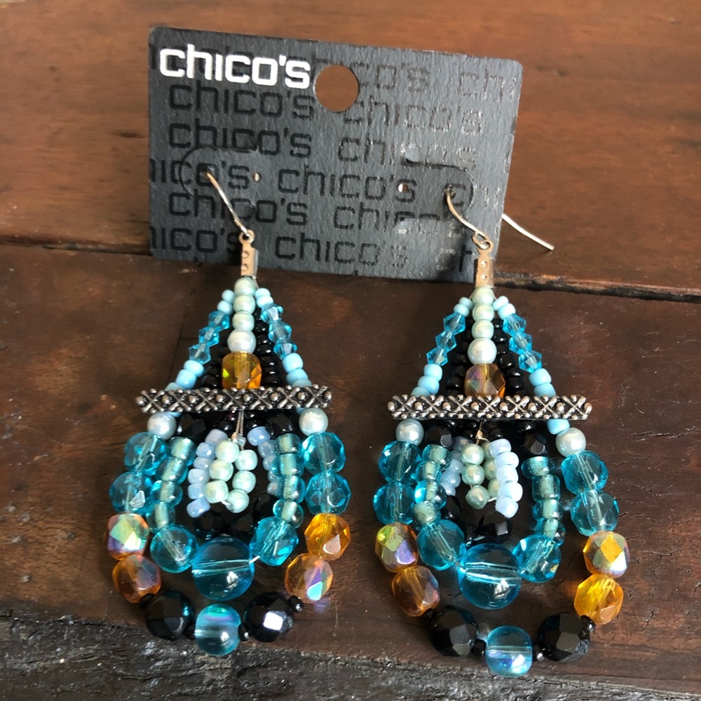 New Chico’s Glass Cissy Statement Earrings